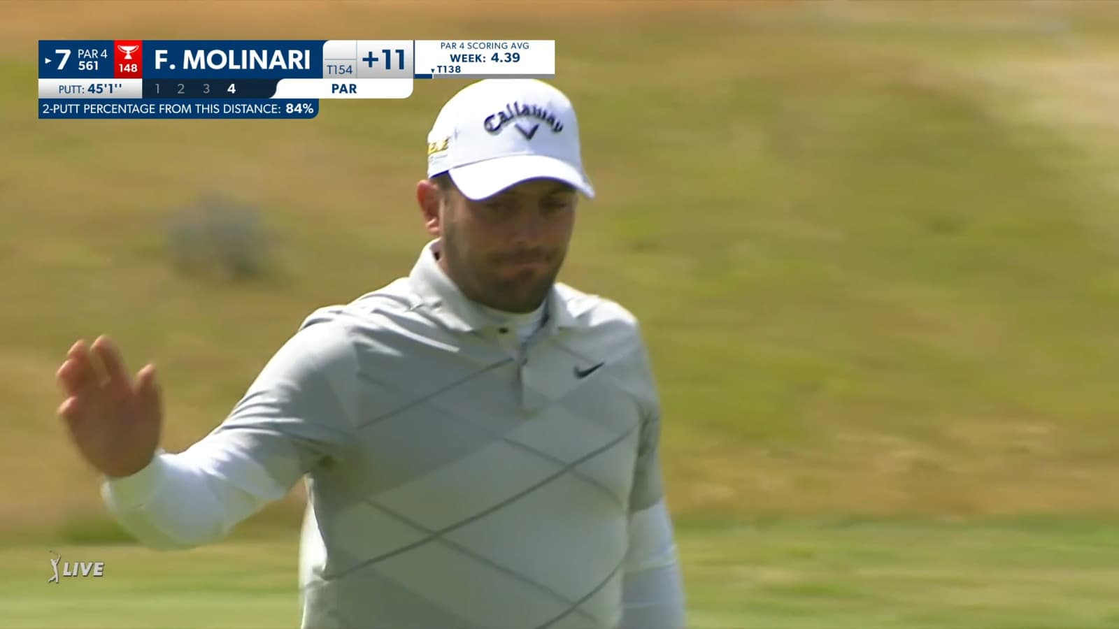 Francesco Molinari sinks a much needed 45-foot par putt on No. 7 at Genesis Scottish Open