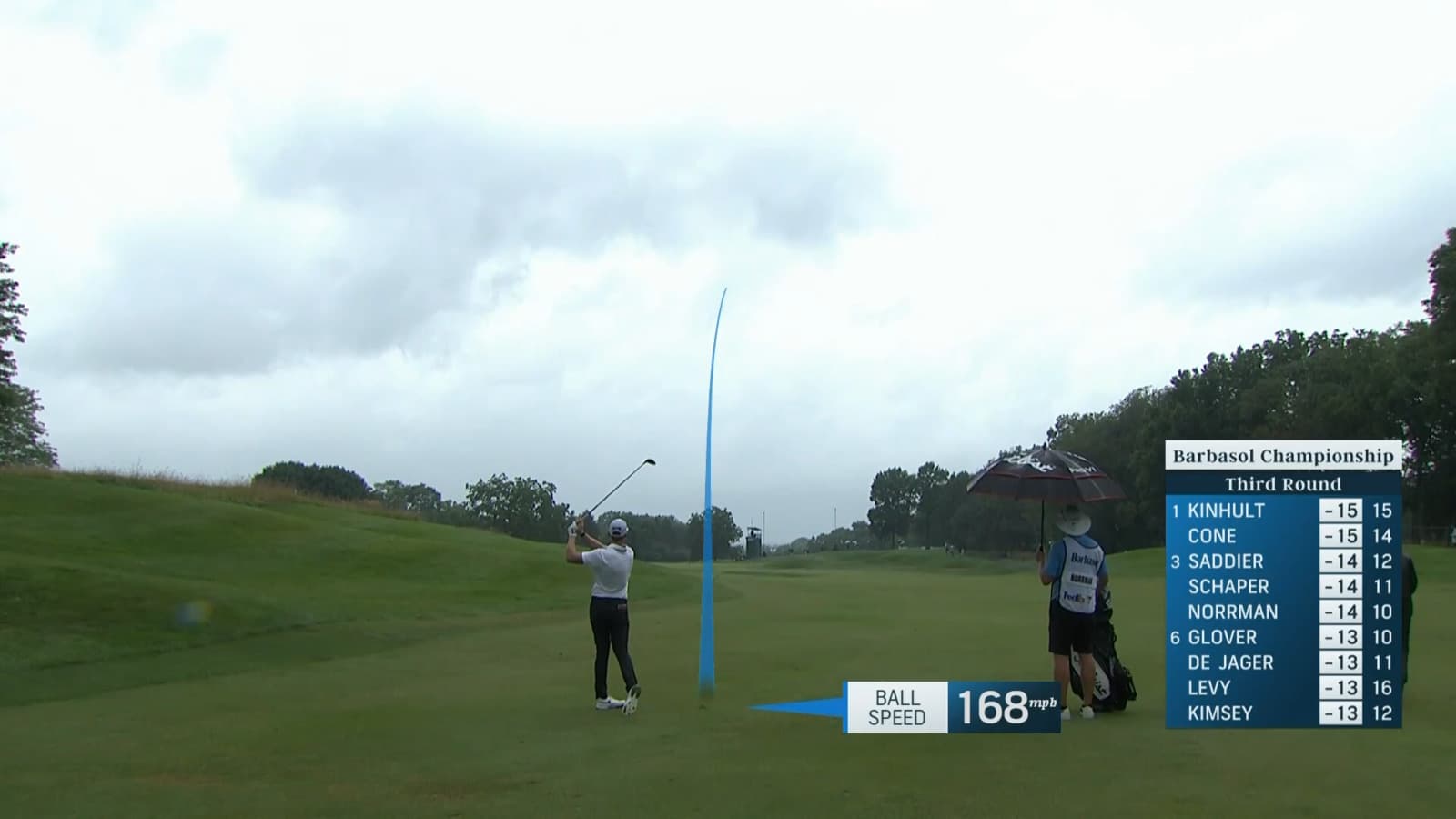 Vincent Norrman escapes the rough to set up birdie at Barbasol