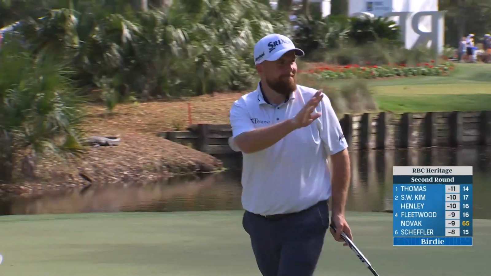 Shane Lowry pours in a 26-foot birdie putt at RBC Heritage