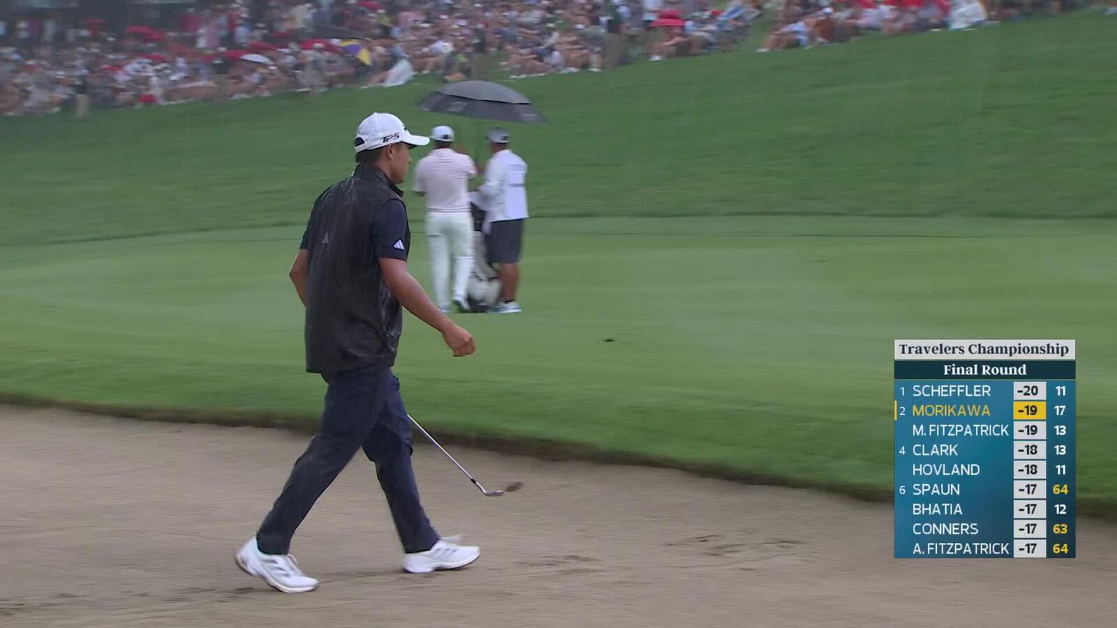 Collin Morikawa's 145-yard approach sets up birdie on No. 18 at Travelers