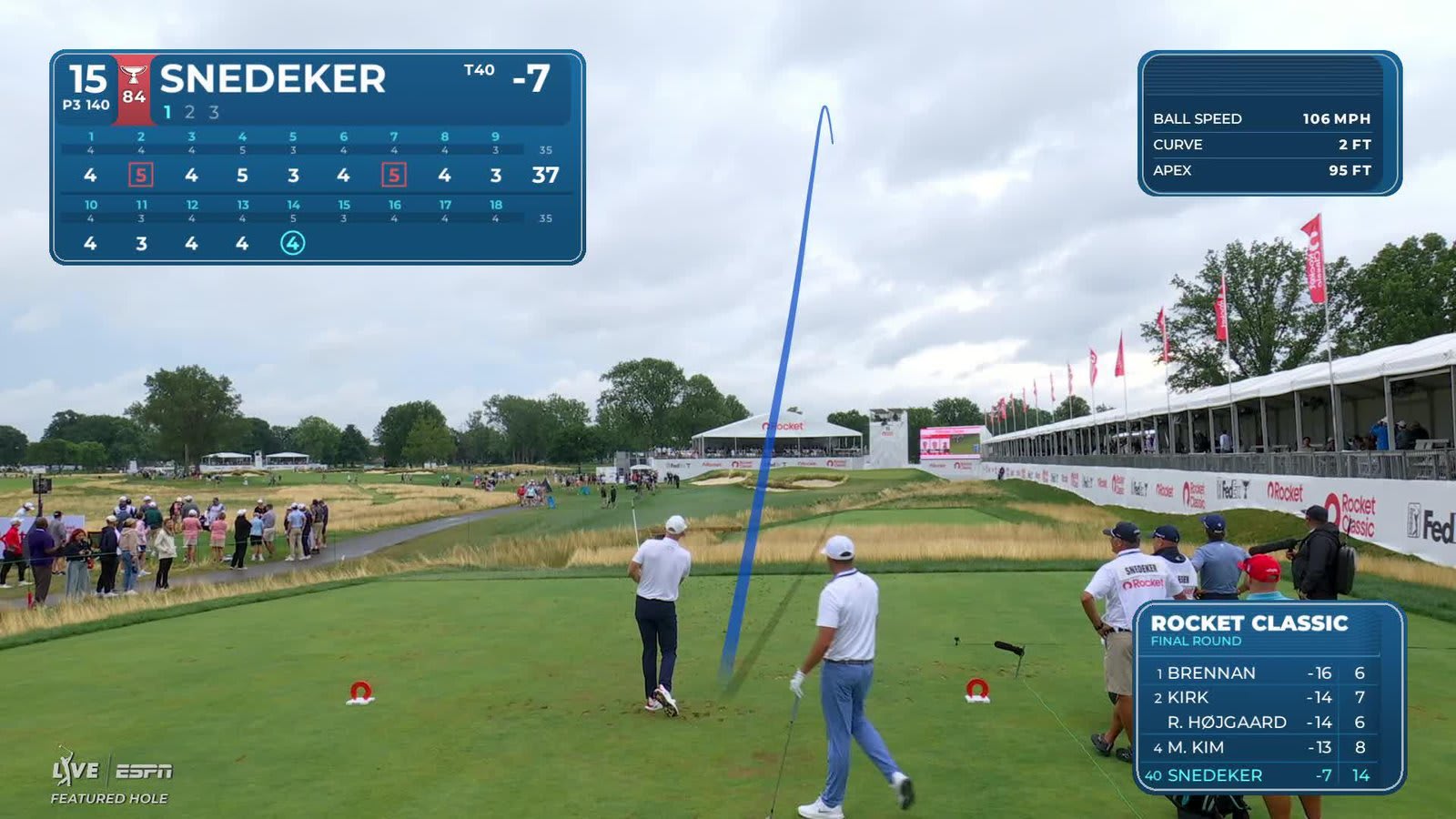 Brandt Snedeker sinks 18-foot birdie putt on No. 15 at Rocket Classic