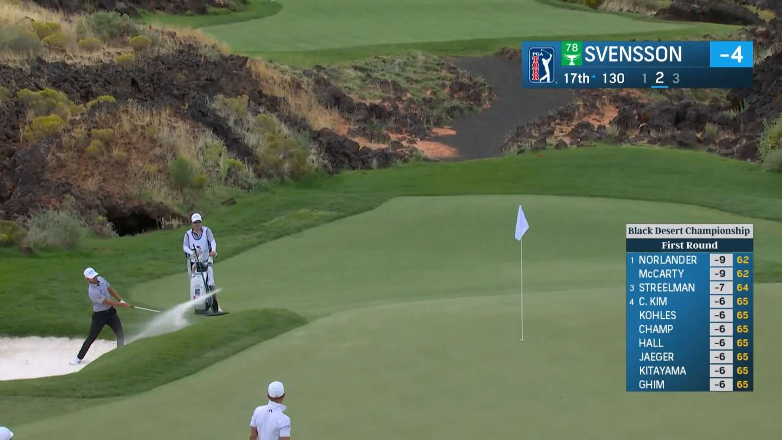 Adam Svensson holes bunker shot to make birdie at Black Desert