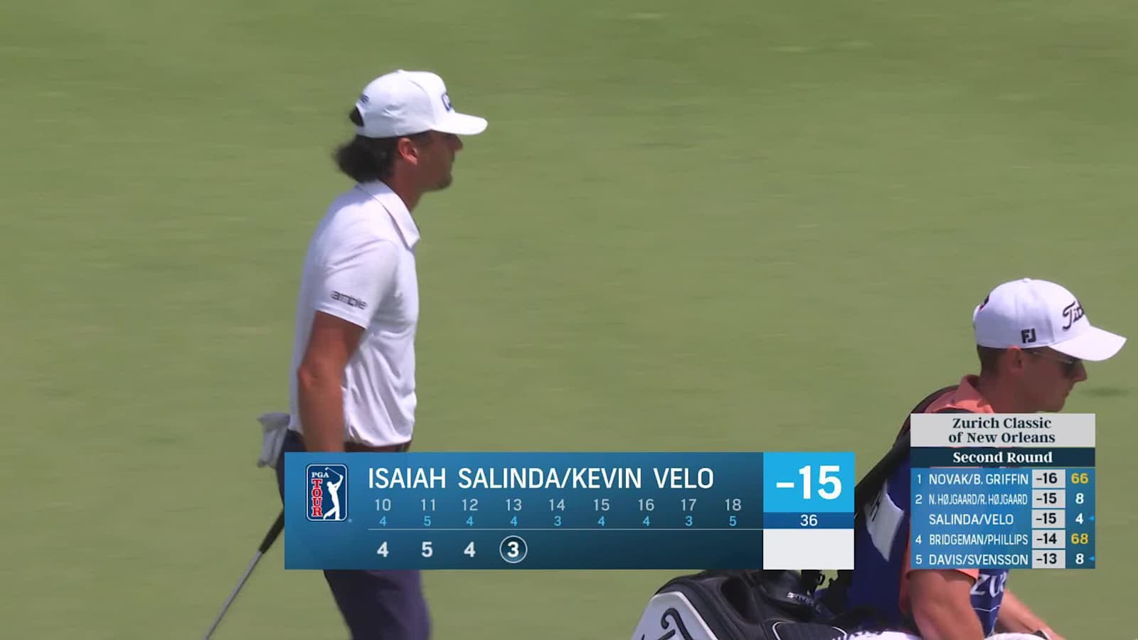 Team Kevin Velo/Isaiah Salinda makes birdie on No. 13 at Zurich Classic