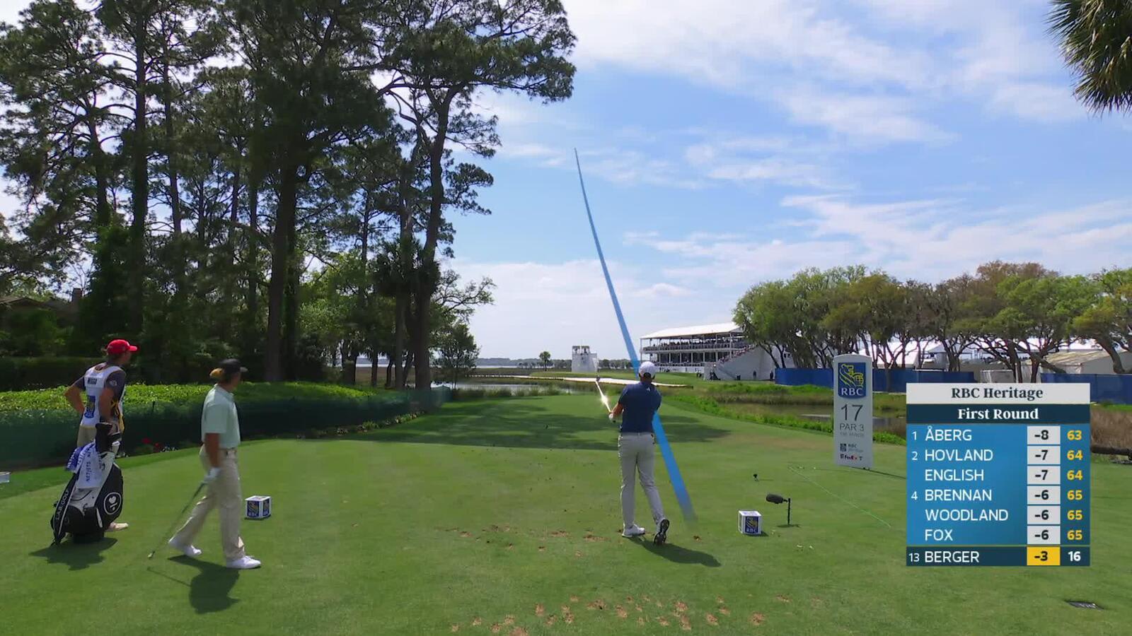 Daniel Berger hits tee shot to 4 feet, sets up birdie on No. 17 at RBC Heritage