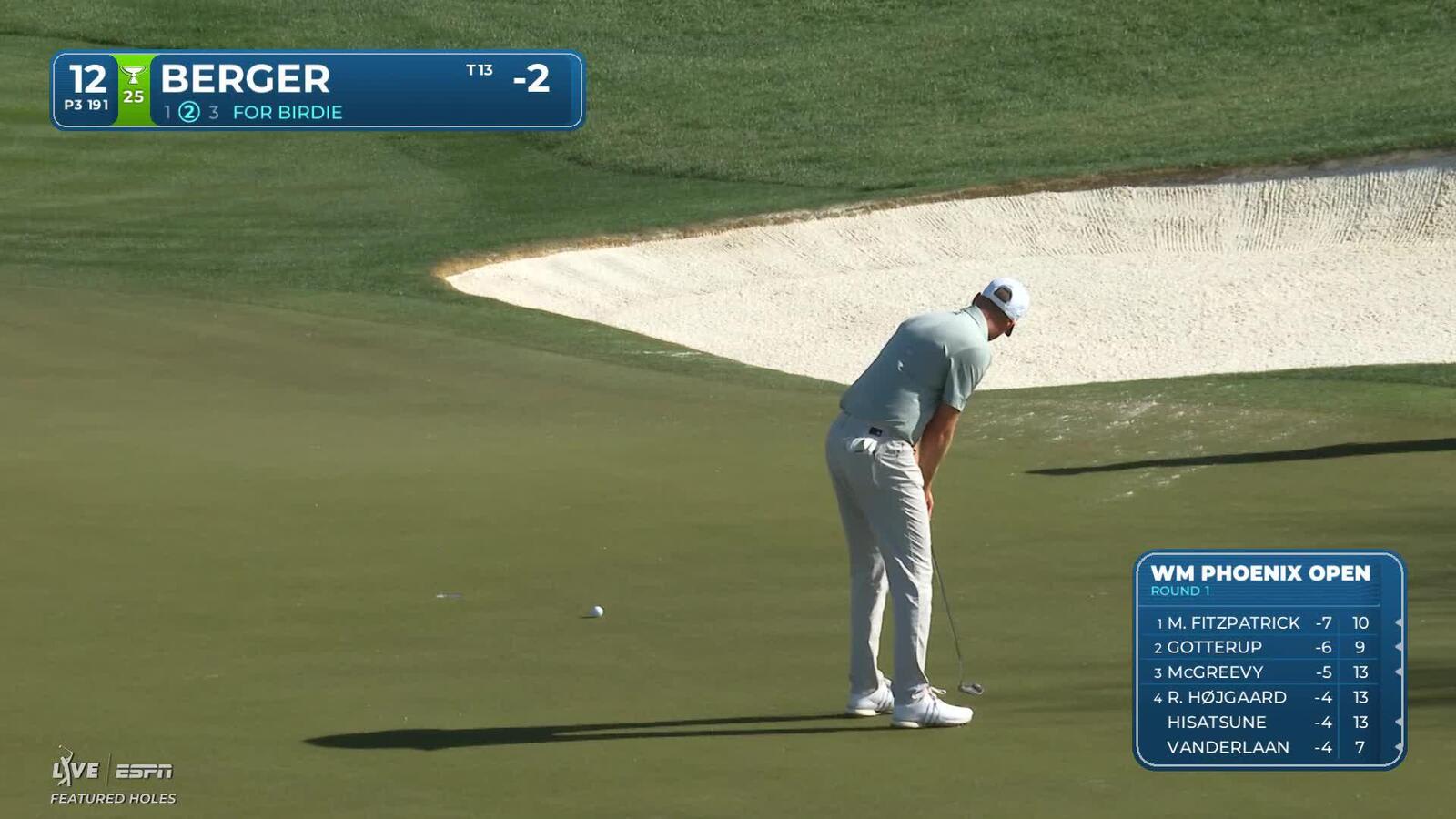 Daniel Berger sinks 15-foot birdie putt on No. 12 at WM Phoenix Open