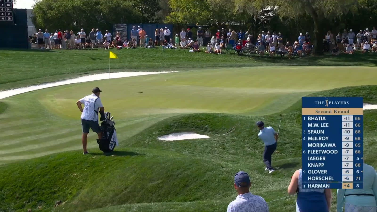 Brian Harman's chip hits the flagstick leading to birdie at THE PLAYERS