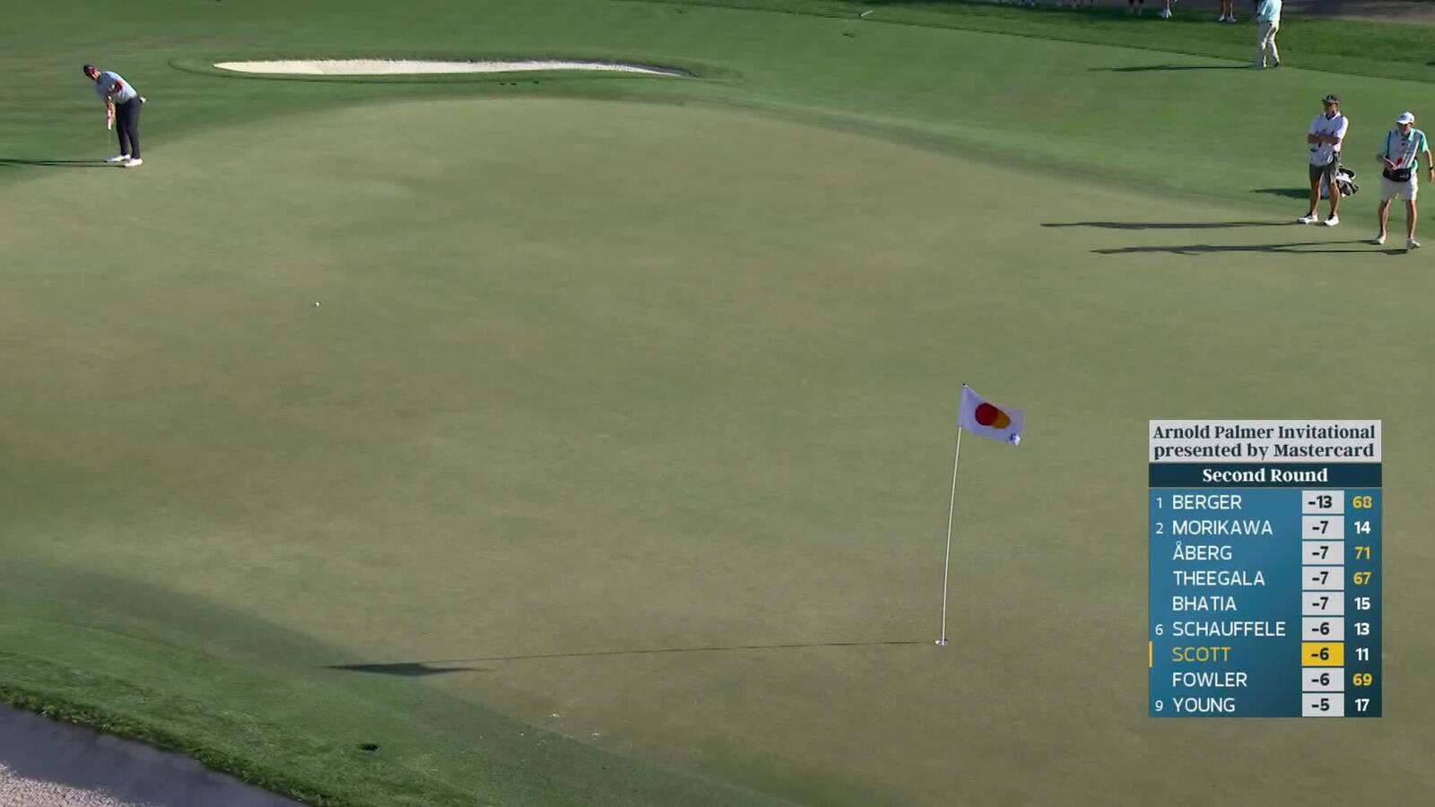 Adam Scott pours in 4-foot birdie putt on No. 12 at Arnold Palmer