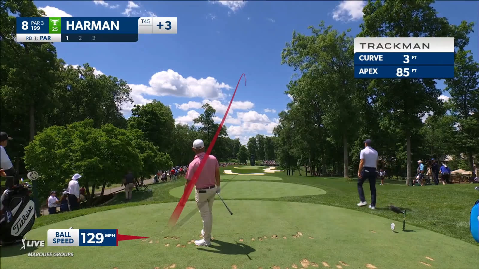 Brian Harman uses the back stop to set up birdie at the Memorial