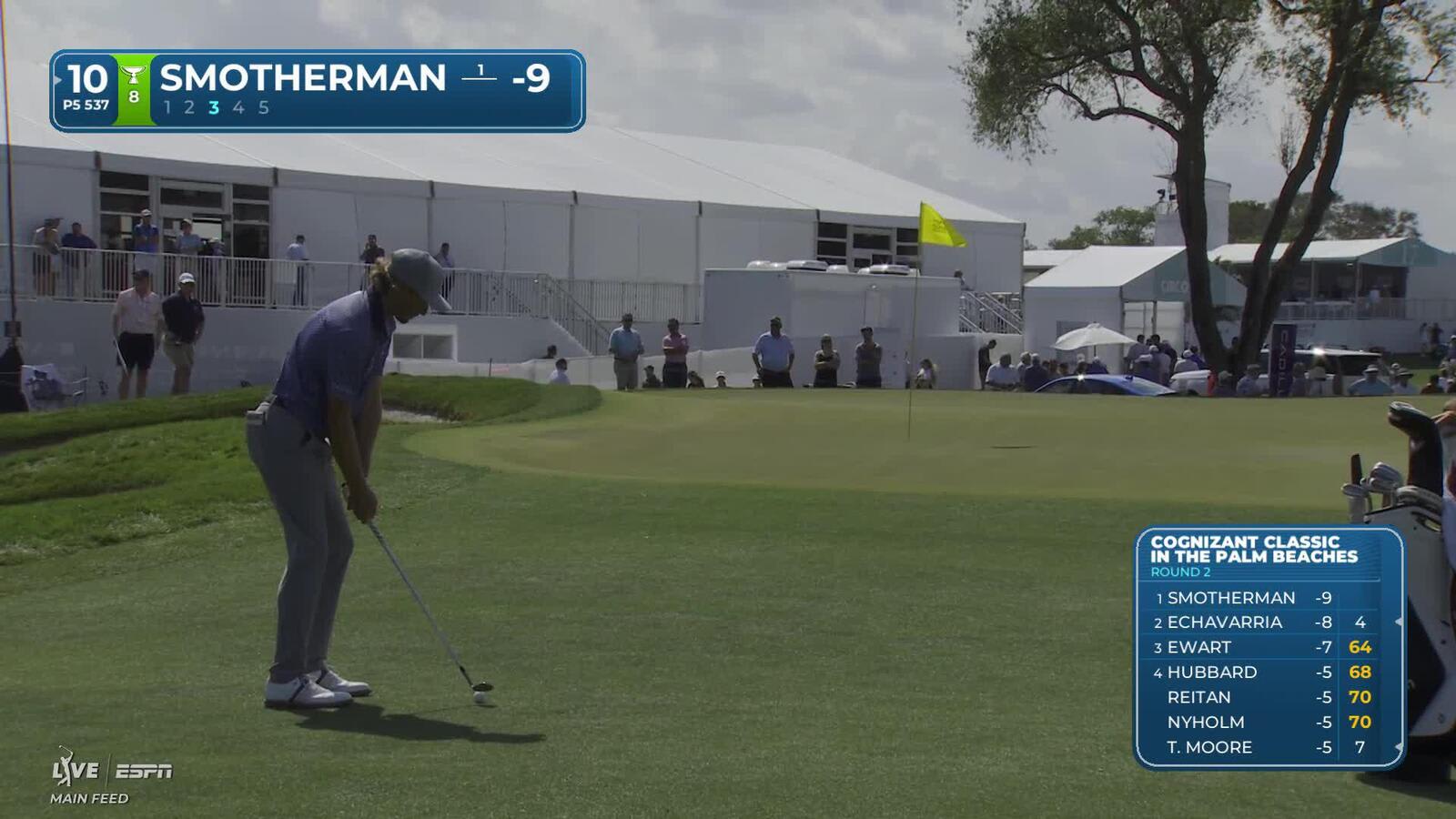 Austin Smotherman sinks 4-foot birdie putt on No. 10 at Cognizant Classic