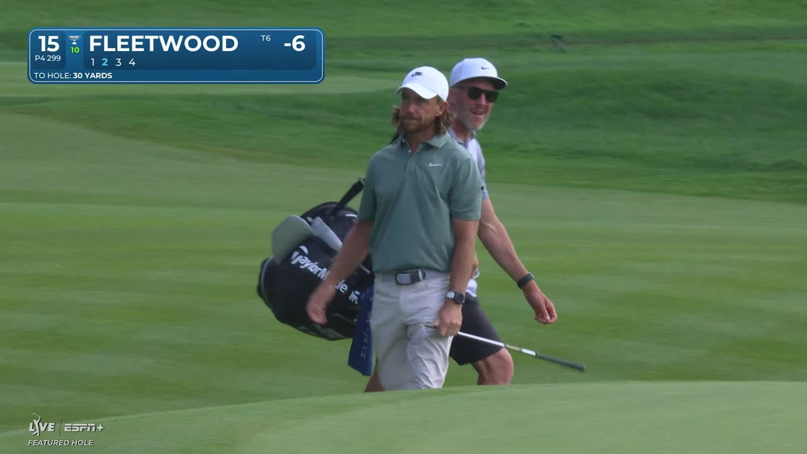 Tommy Fleetwood holes out for his second eagle of the day at Travelers