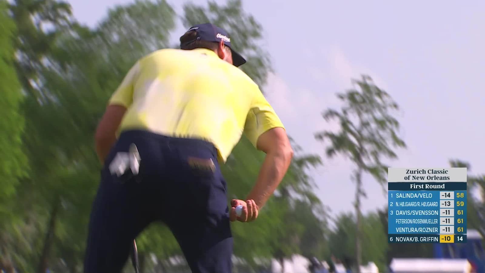 Andrew Novak makes birdie on No. 15 at Zurich Classic