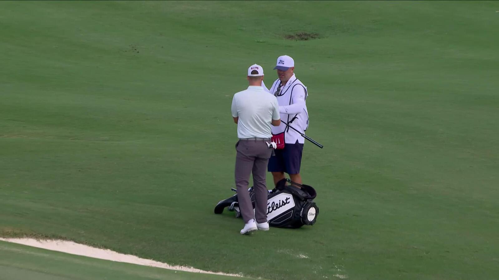 Wyndham Clark holes out from bunker for eagle on No. 7 at Hero World Challenge