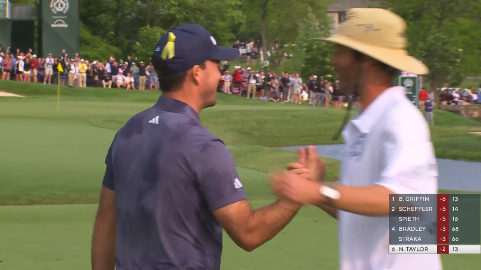 Nick Taylor holes out for electric eagle at the Memorial