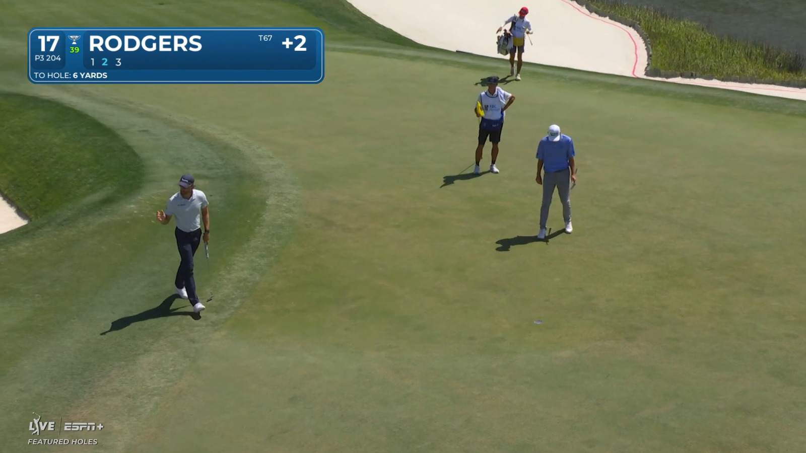 Patrick Rodgers buries 17-foot birdie putt from off green at RBC Heritage