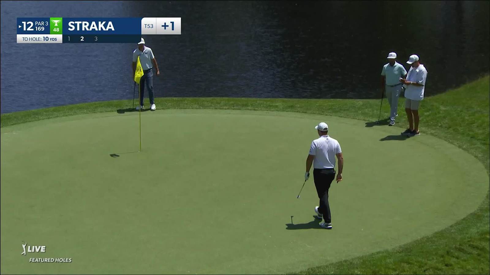 Sepp Straka chips in from off the green for birdie at the Memorial