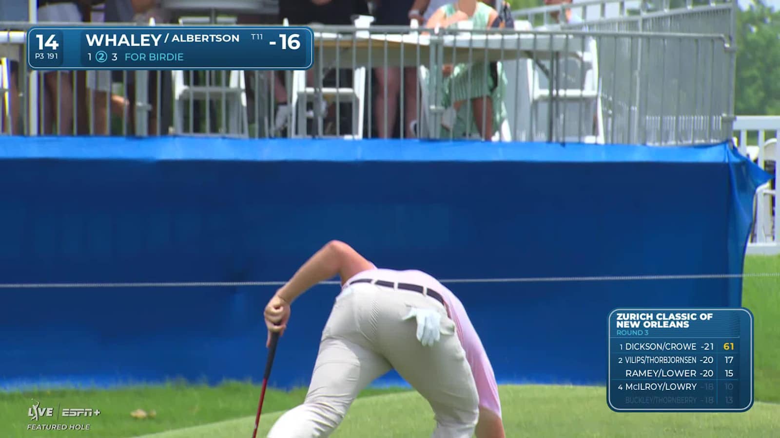 Vince Whaley makes birdie on No. 14 at Zurich Classic
