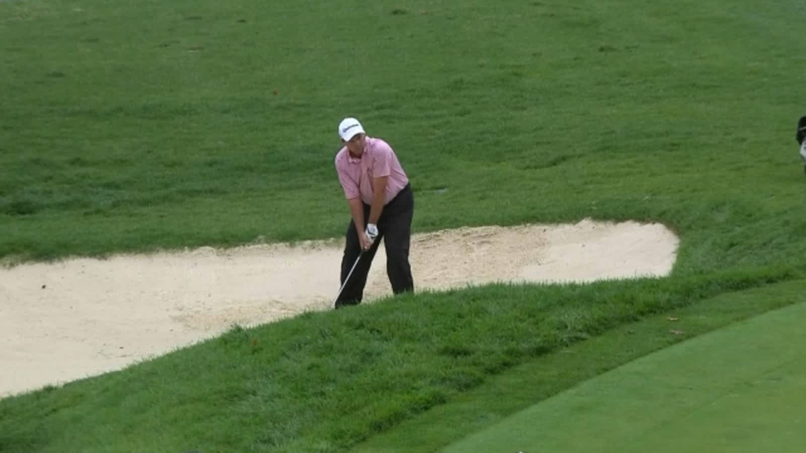 Dicky Pride’s superb bunker hole out at Hotel Fitness