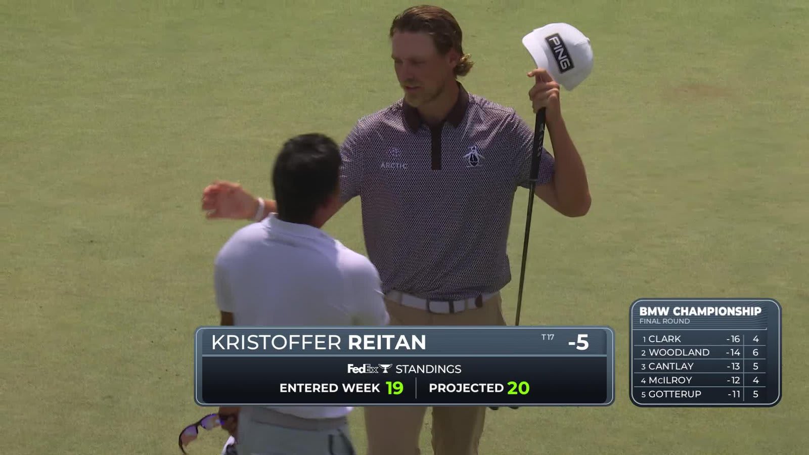 Kristoffer Reitan drains 9-foot birdie putt on No. 18 at BMW Championship