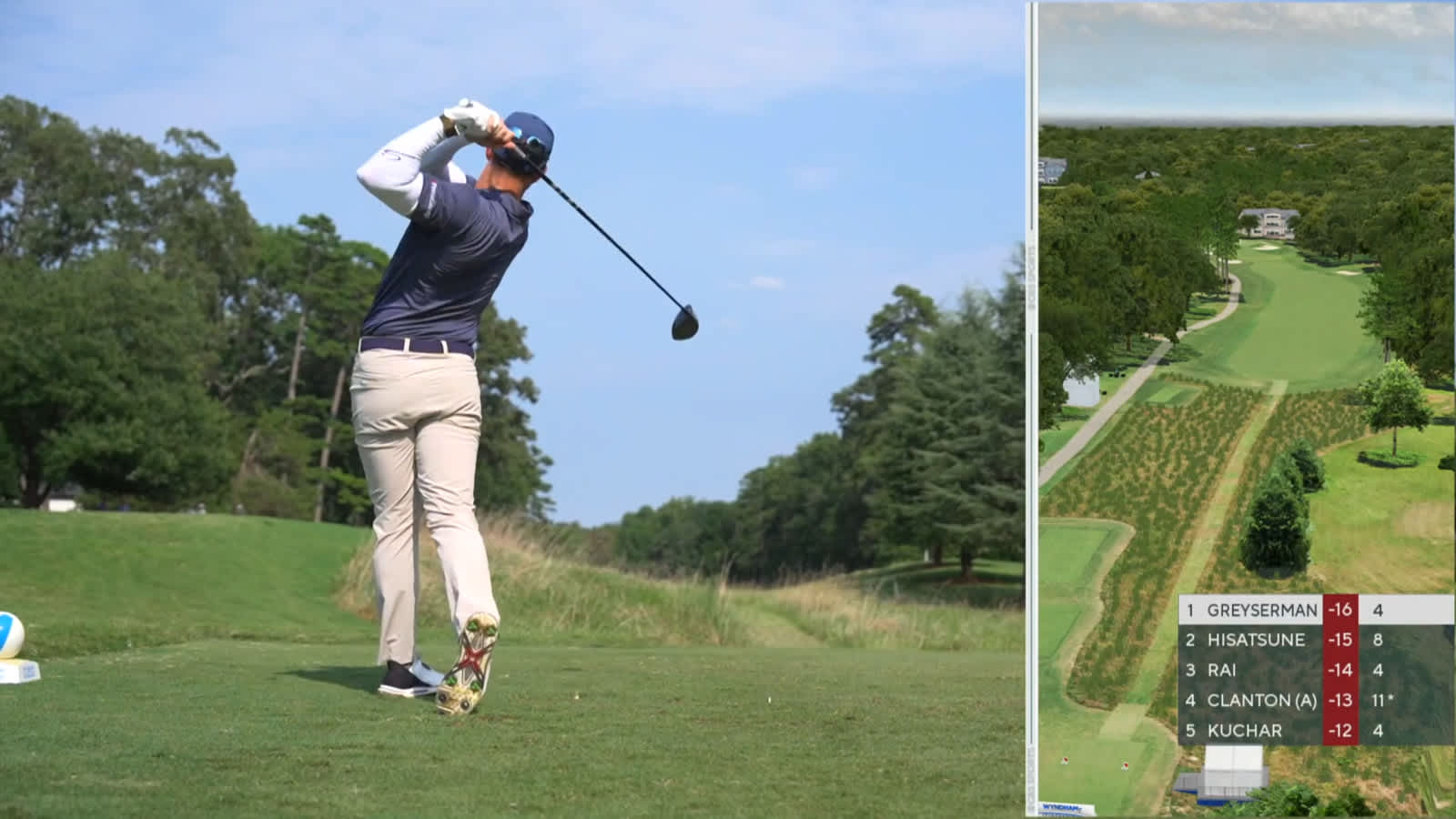 Max Greyserman hits green in two and leads to eagle at Wyndham