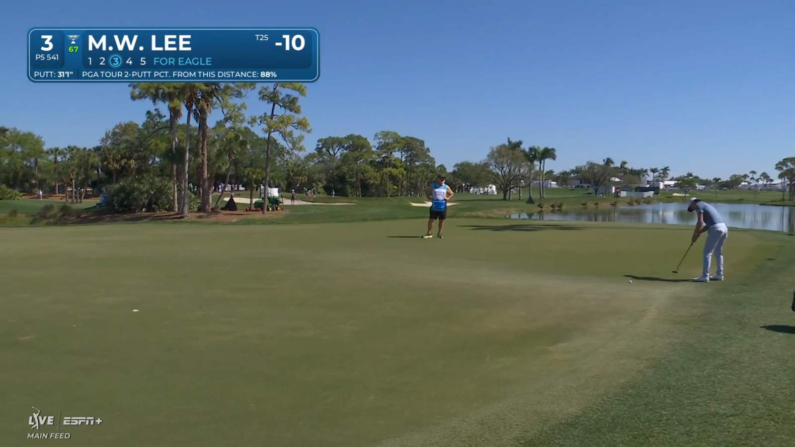 Min Woo Lee navigates hole No. 3 for birdie at Cognizant Classic