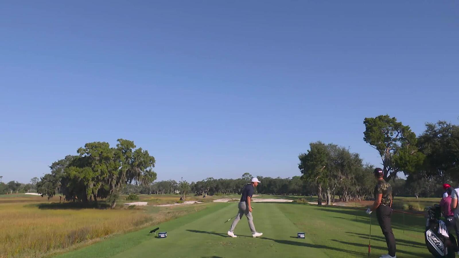 Sam Stevens hits 196-yard tee shot for hole-in-one on No. 3 at RSM Classic