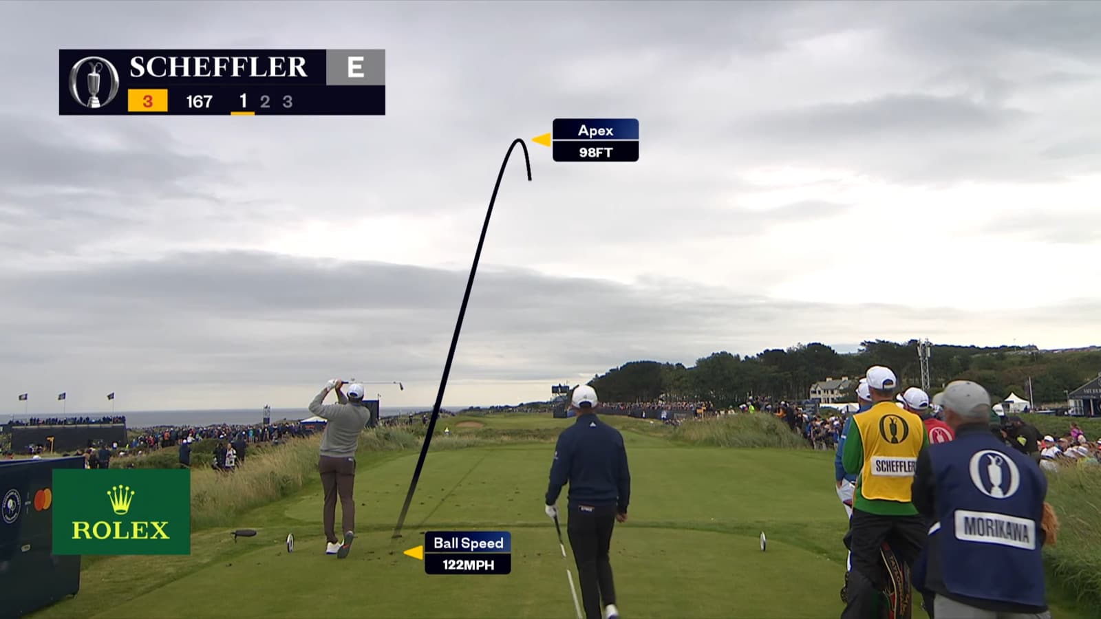 Scottie Scheffler rolls in 18-foot birdie after impressive tee shot at The Open