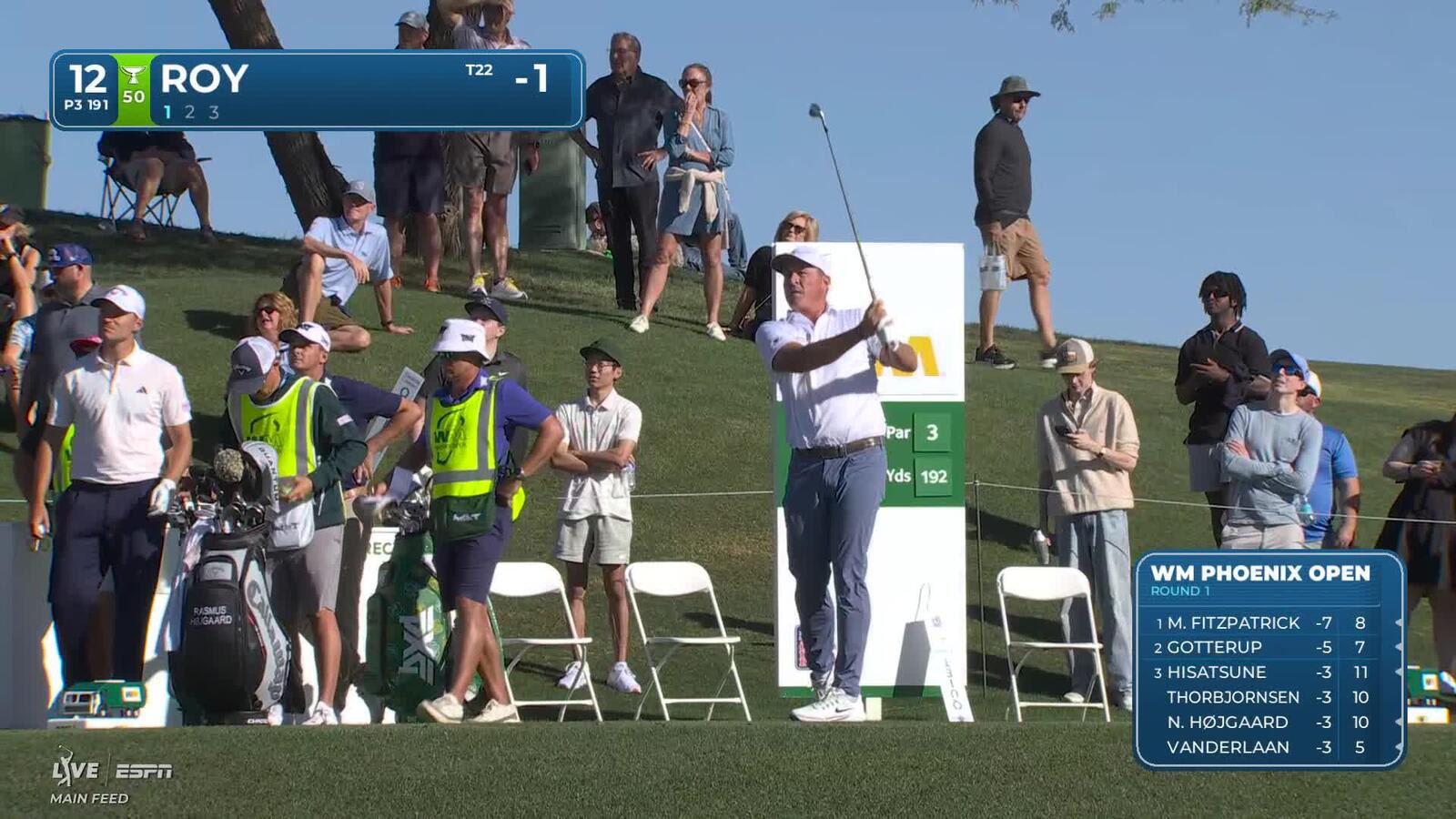 Kevin Roy hits 192-yard tee shot to 2 feet, nearly aces No. 12 at WM Phoenix Open