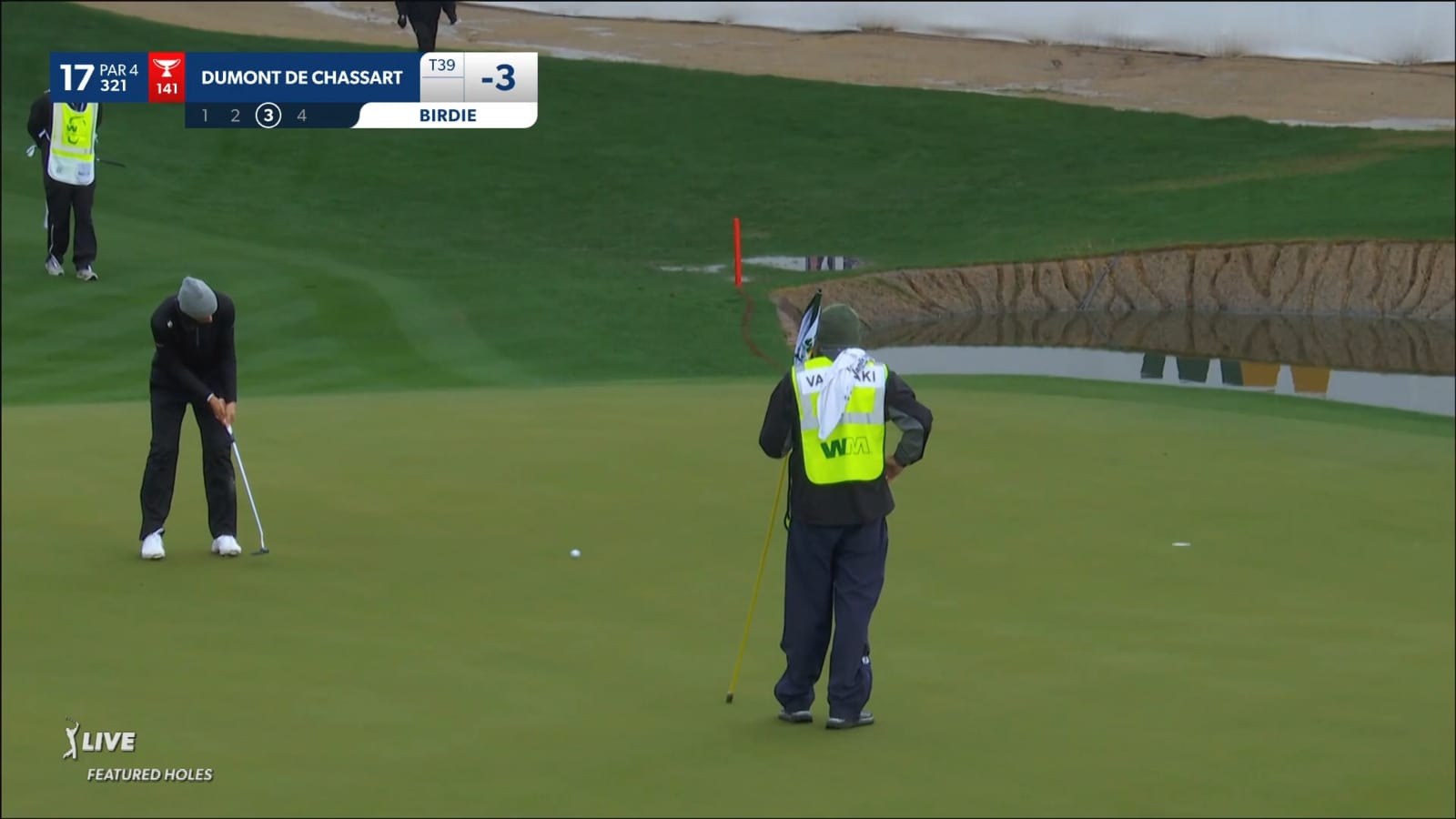 Adrien Dumont de Chassart holes 17-footer for birdie at WM Phoenix Open