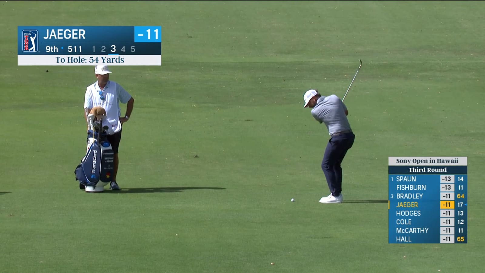 Stephan Jaeger goes right at the pin to yield birdie at Sony Open