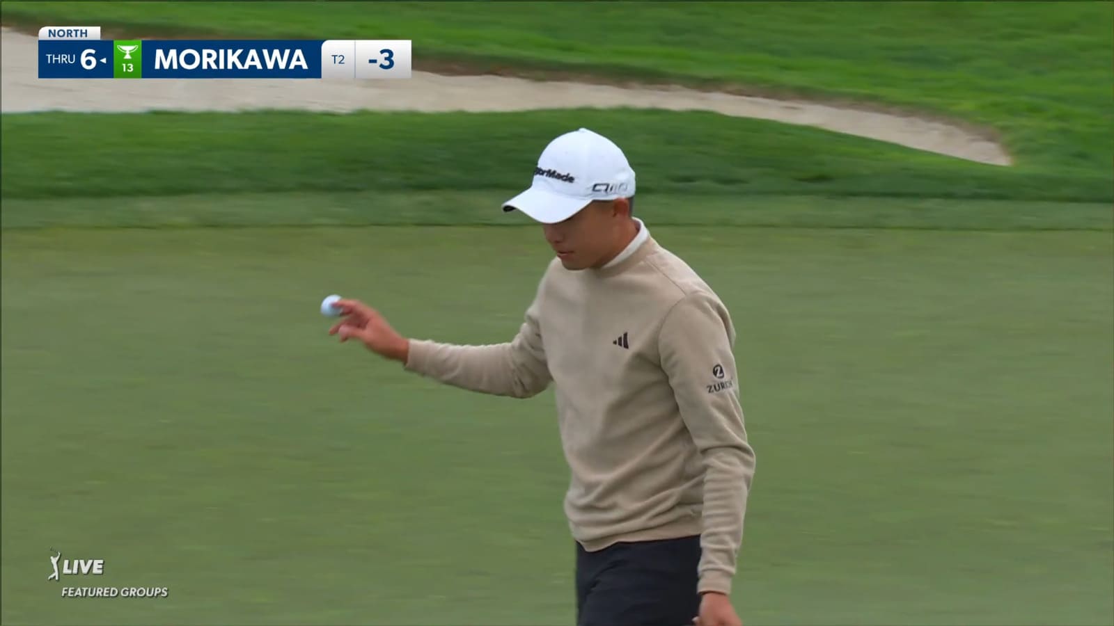 Collin Morikawa's tee shot settles close at Farmers