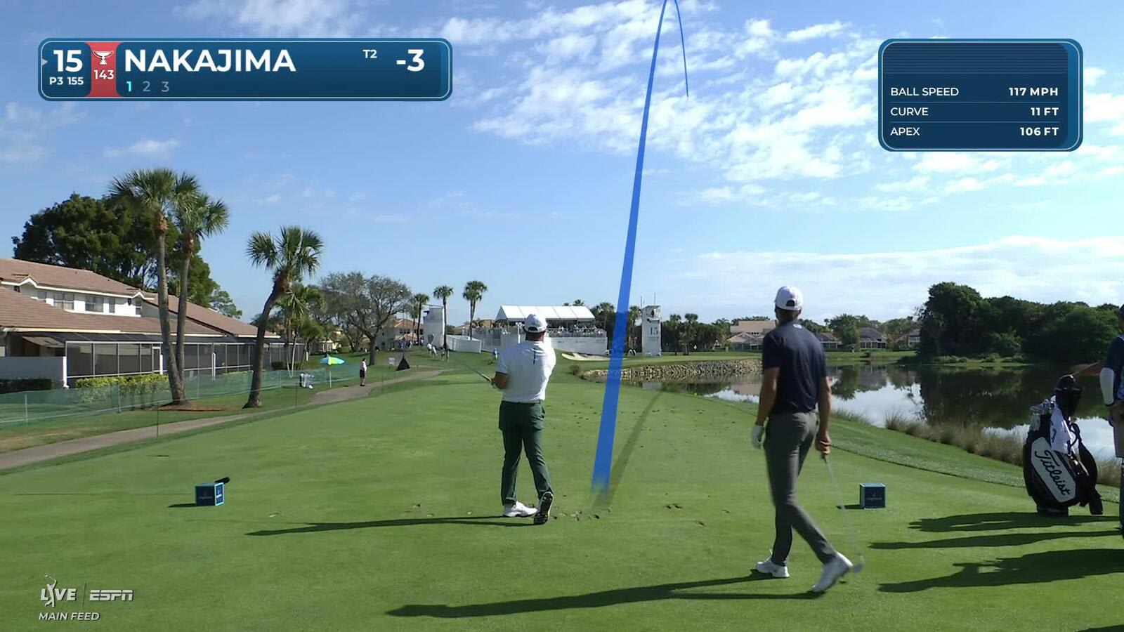 Keita Nakajima's 155-yard drive leaves 2-foot putt for birdie on No. 15 at Cognizant Classic