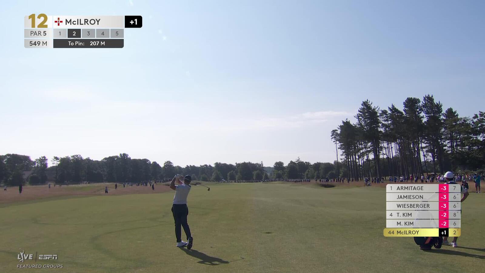 Rory McIlroy reaches par-5 No. 12 in two, makes birdie at Genesis Scottish Open