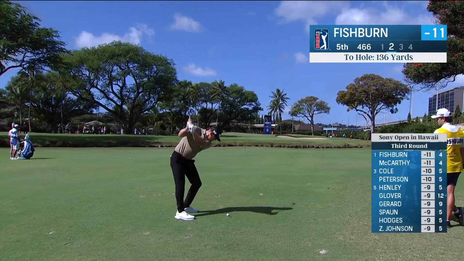Patrick Fishburn throws a dart to set up birdie at Sony Open