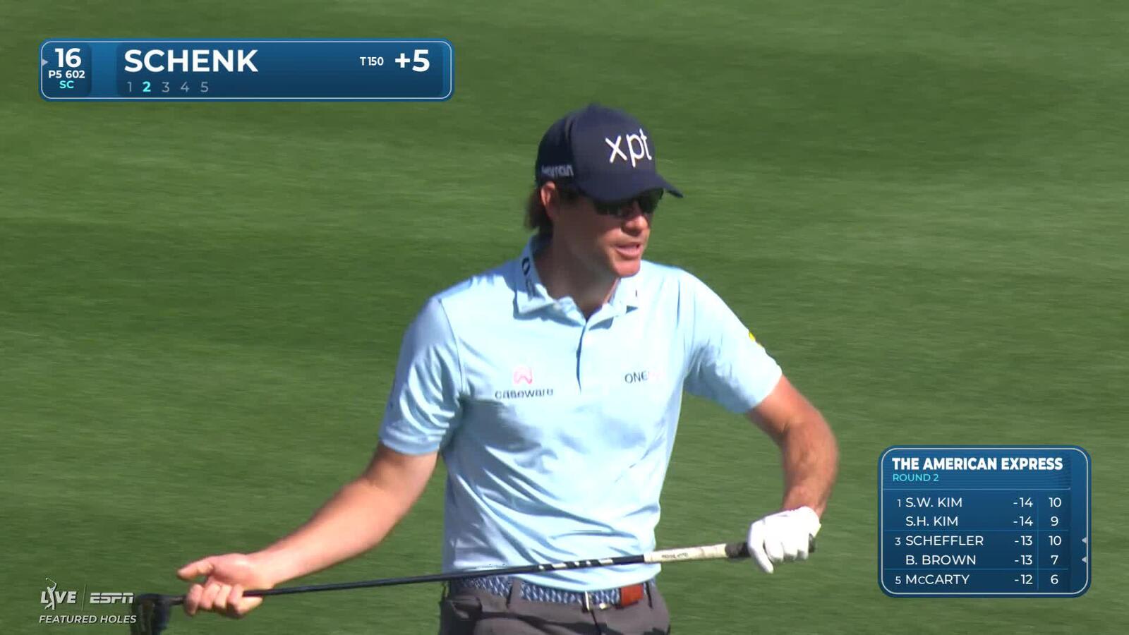 Adam Schenk hits 60-yard approach to 2 feet, sets up birdie on No. 16 at The American Express