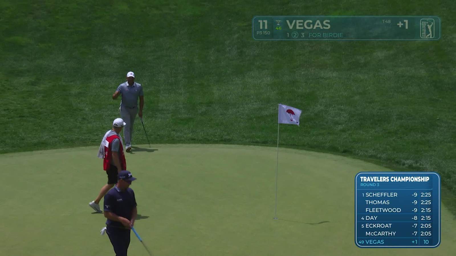Jhonattan Vegas holes out for birdie from 31-feet on No. 11 at Travelers