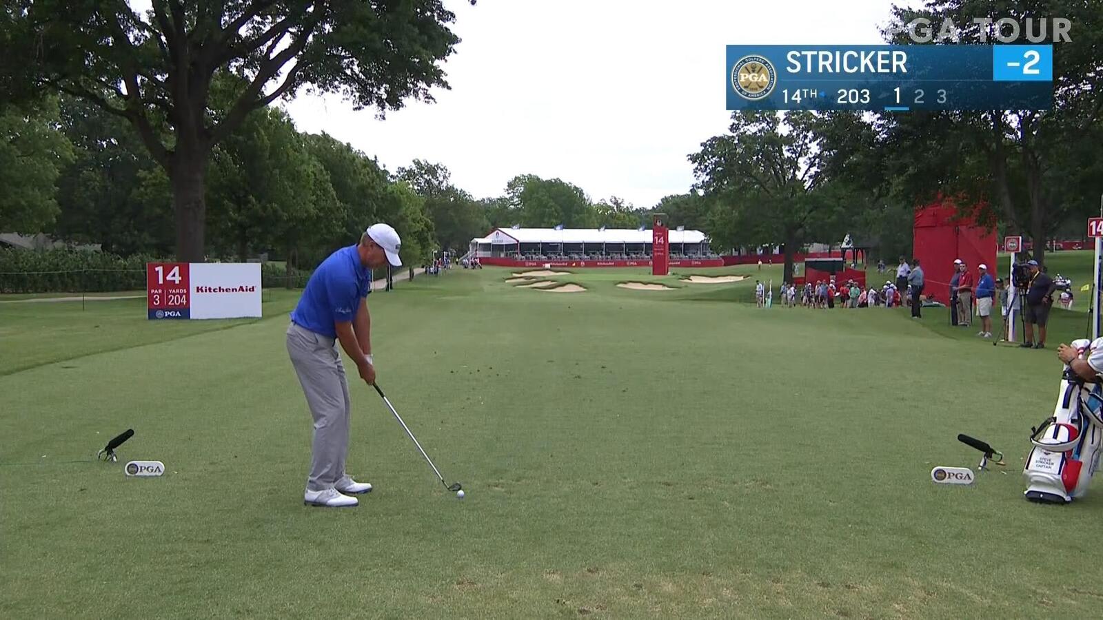 Steve Stricker nearly aces No. 14 at the KitchenAid Senior PGA 