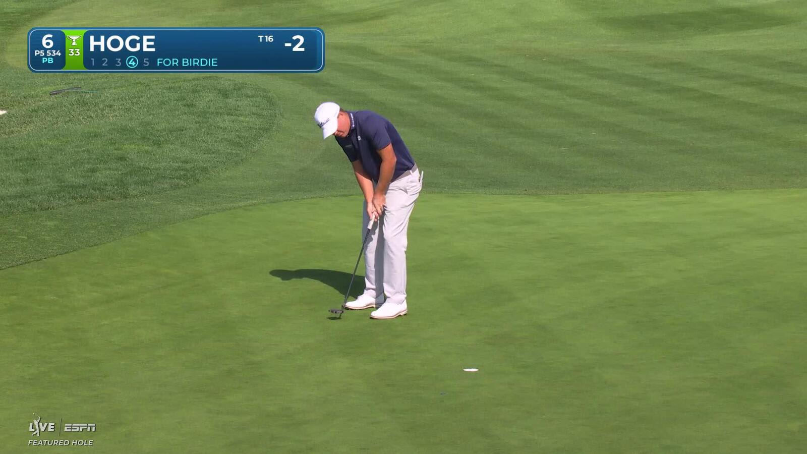 Tom Hoge sinks 6-foot birdie putt on No. 6 at AT&T Pebble Beach