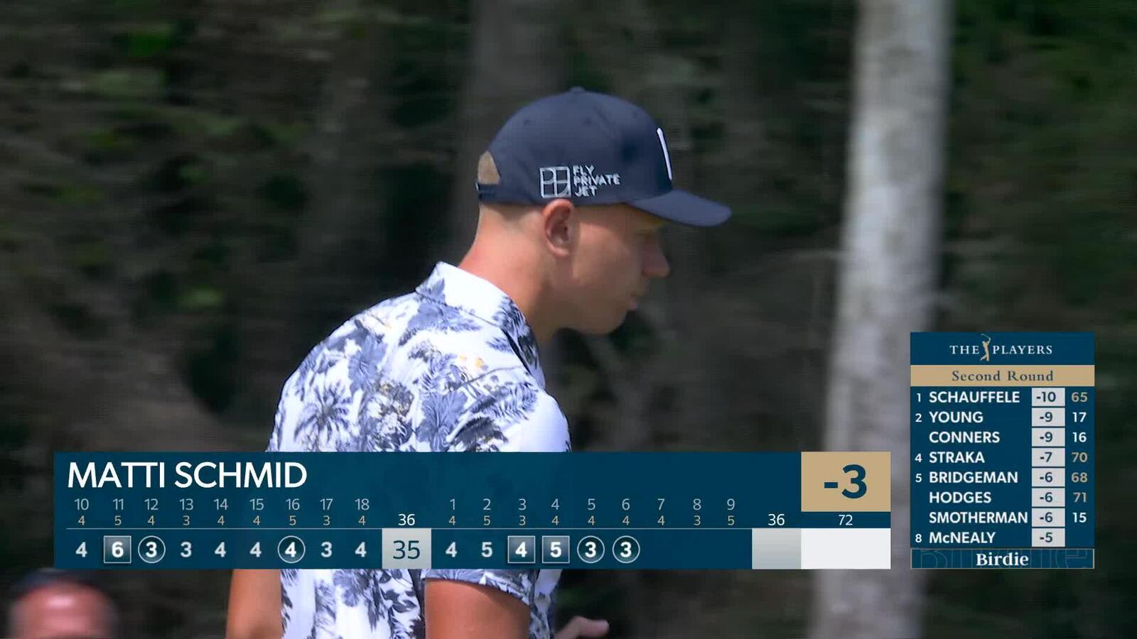 Matti Schmid sinks 27-foot birdie putt on No. 6 at THE PLAYERS