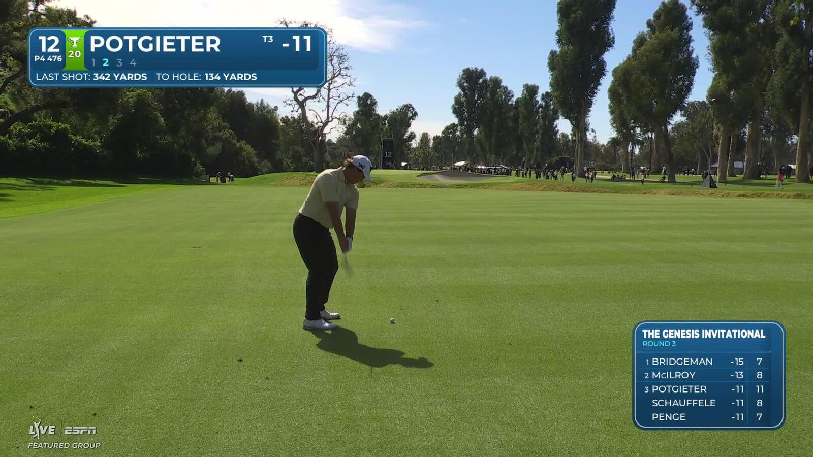 Aldrich Potgieter sinks 26-foot birdie putt on No. 12 at The Genesis