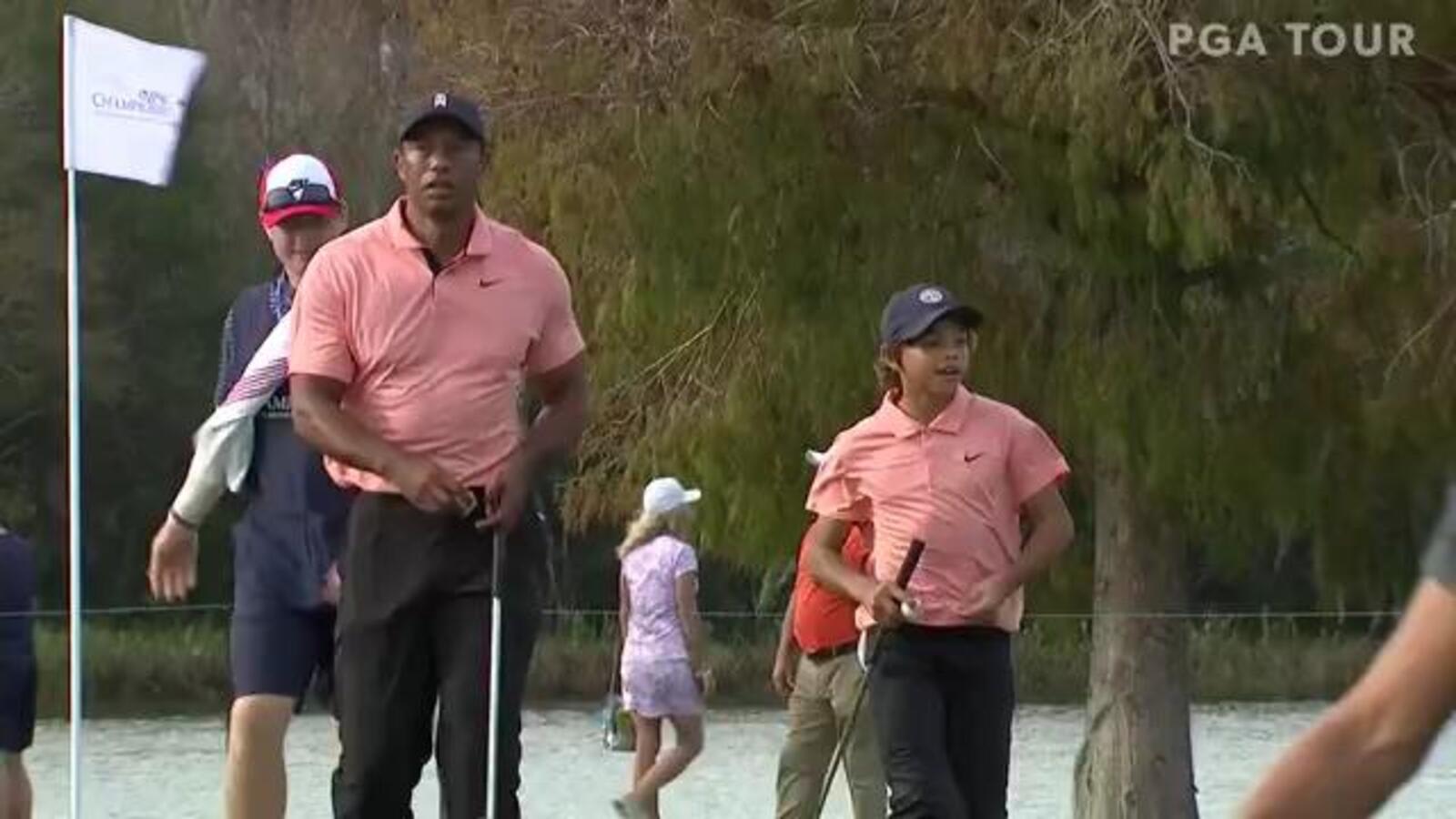 Team Woods makes birdie on No. 11 at PNC Championship