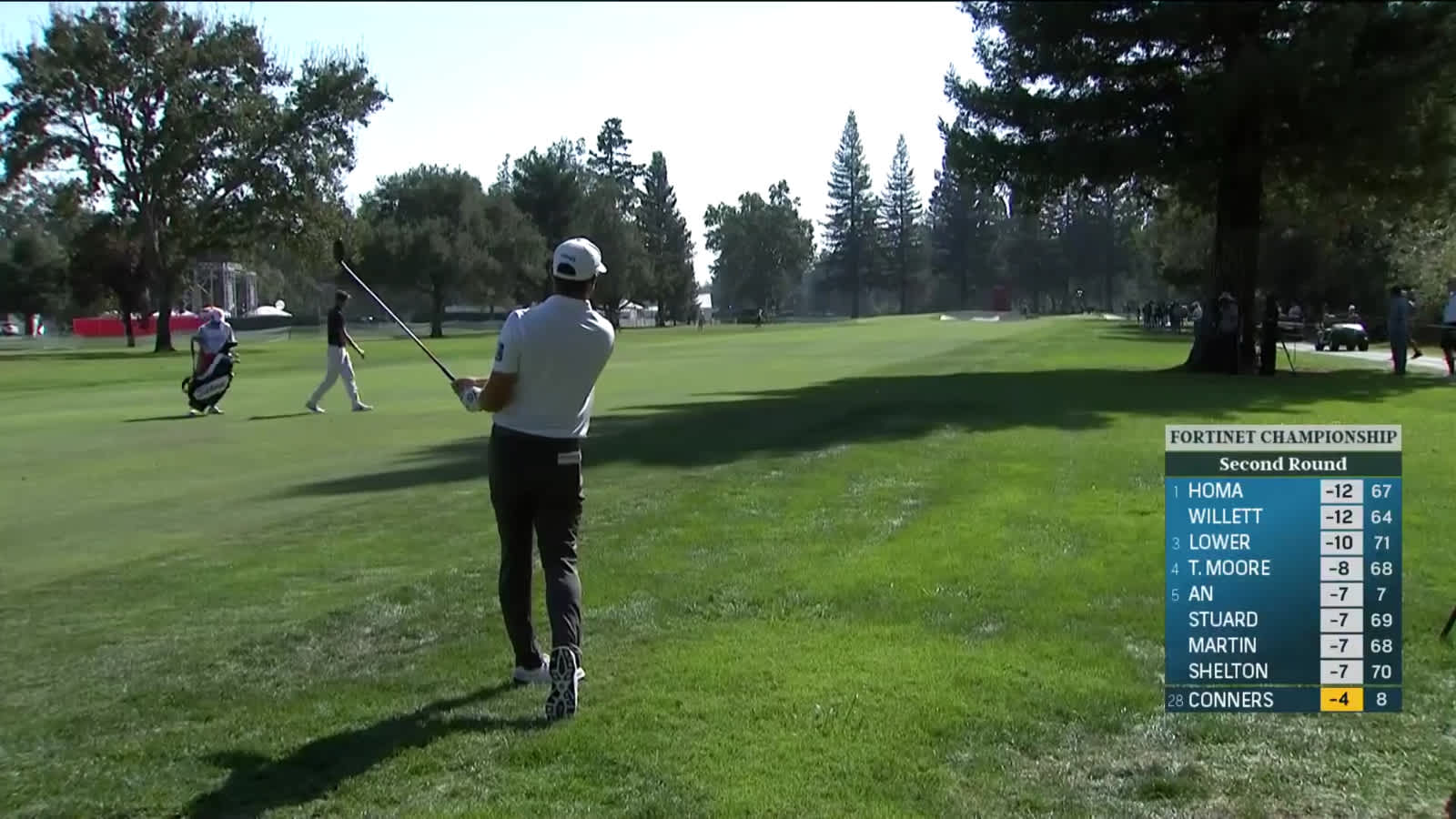 Corey Conners' approach out of rough sets up birdie at Fortinet Champ