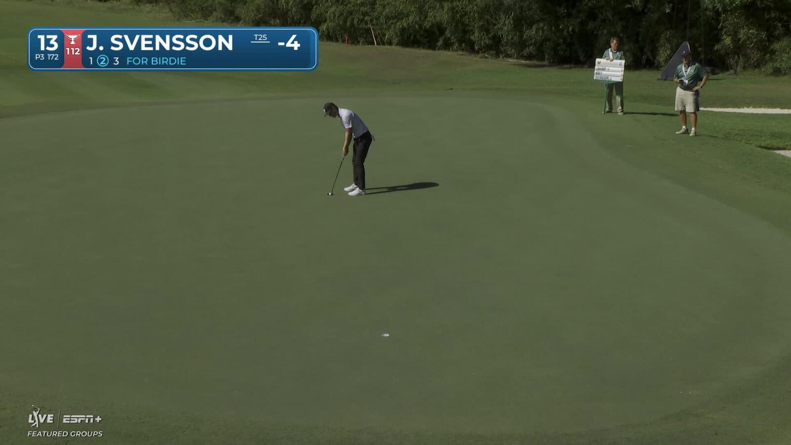 Jesper Svensson sinks 29-foot birdie putt for fourth birdie of the day at Sanderson Farms