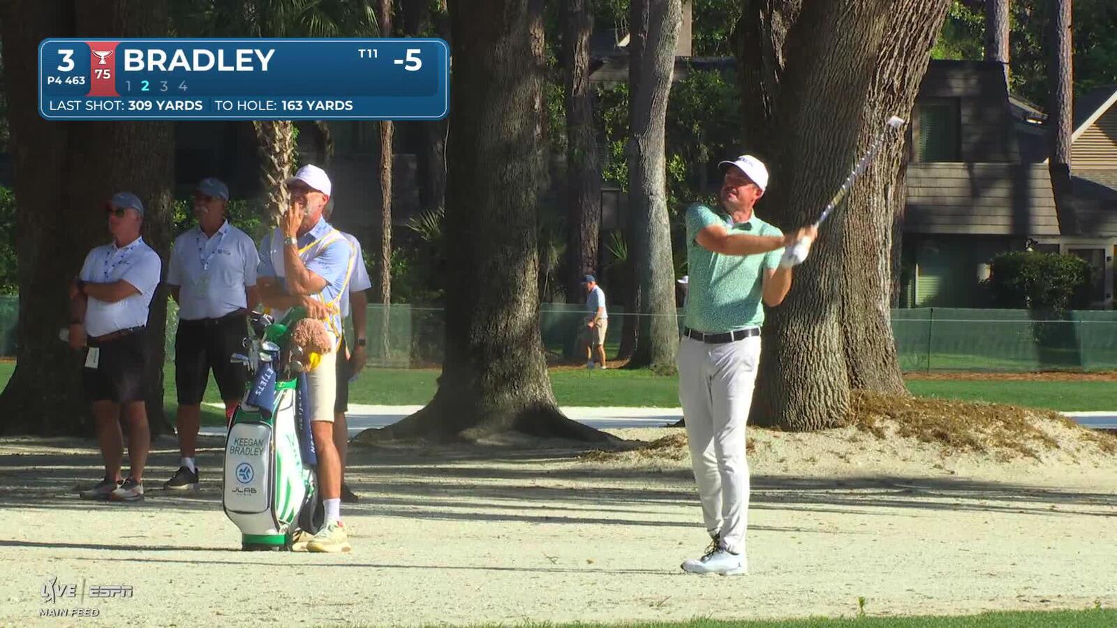 Keegan Bradley's 159-yard approach sets up birdie on No. 3 at RBC Heritage