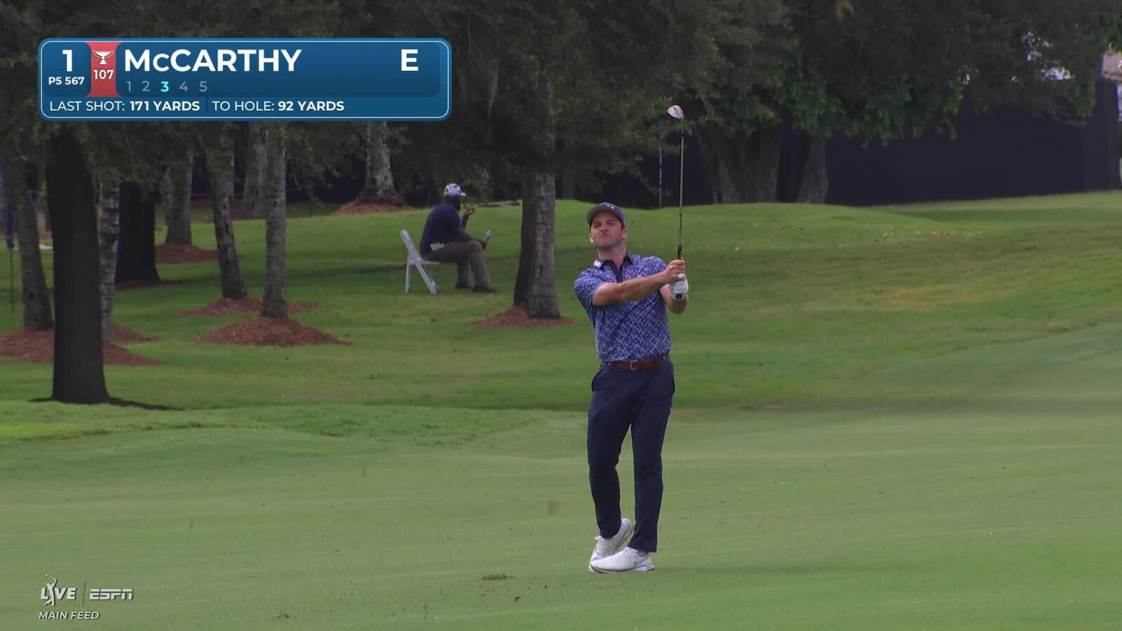 Denny McCarthy sinks 16-foot putt for birdie on No. 1 at Cadillac
