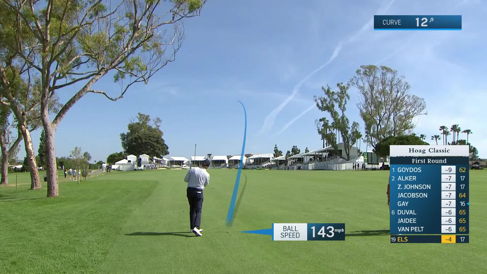 Ernie Els makes birdie on No. 18 at Hoag Classic