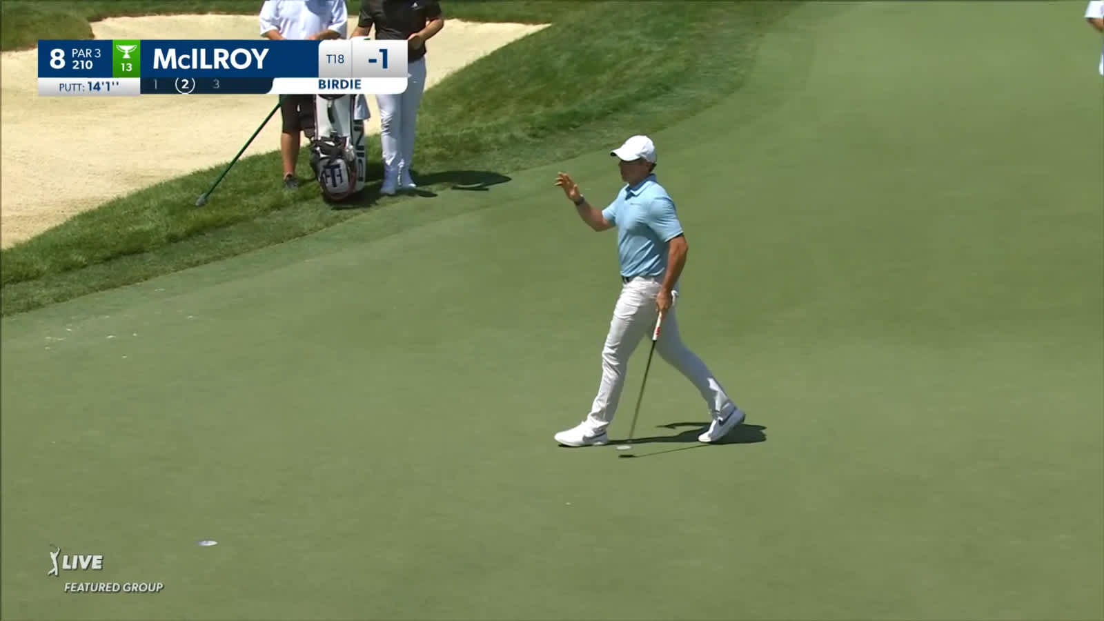Rory McIlroy drains 14-footer for birdie at the Memorial