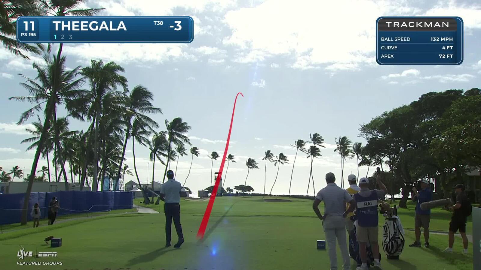 Sahith Theegala holes out for birdie from 64-feet on No. 11 at Sony Open