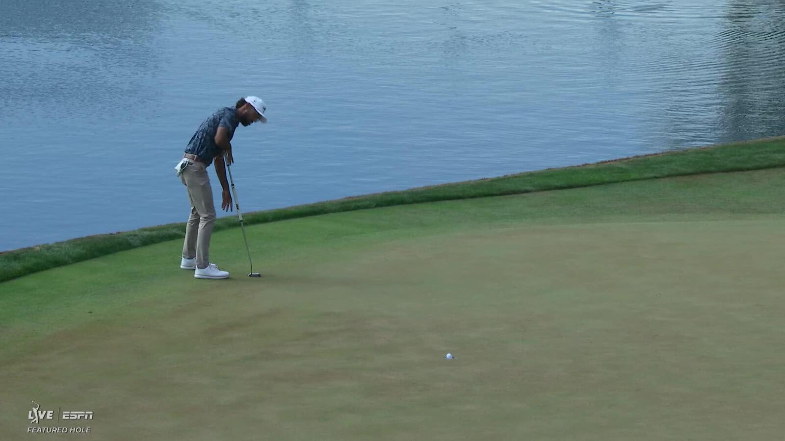 Akshay Bhatia sinks 14-foot birdie putt on No. 16 at THE PLAYERS