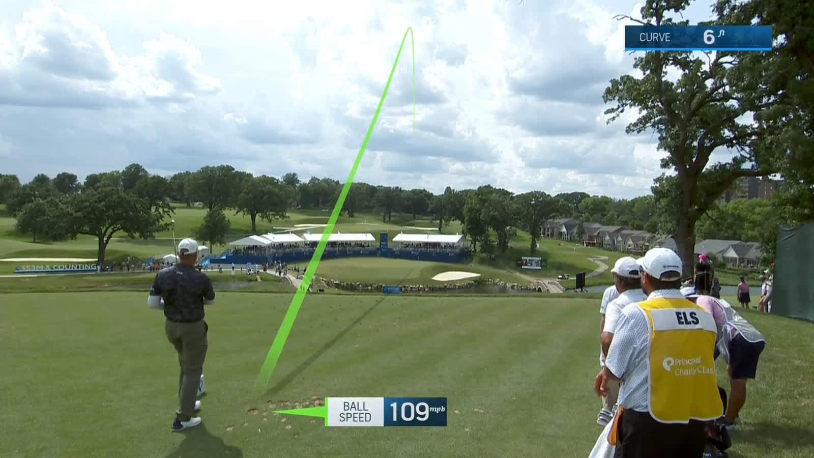 Ernie Els throws a dart to set up birdie at Principal