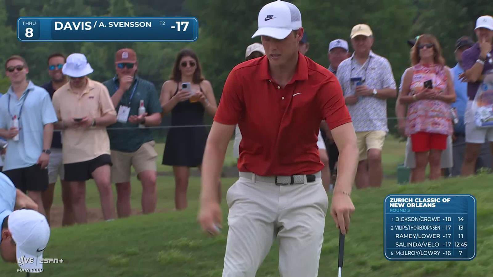 Cam Davis holes out for birdie on No. 8 at Zurich Classic